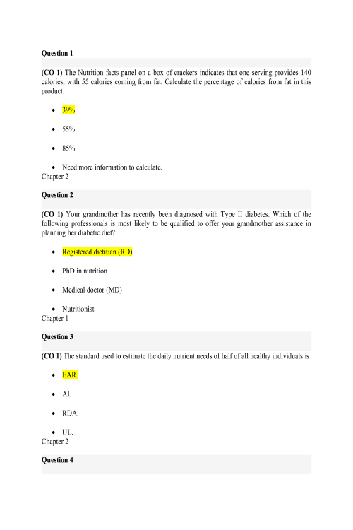 SCI 228 Week 8 Final Exam Compilation